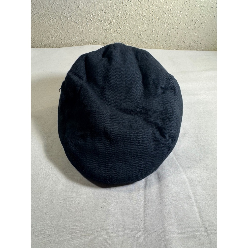 Brixton Hooligan Flat Cap Newsboy Hat Herringbone Navy Blue Mens Medium 7 1/4